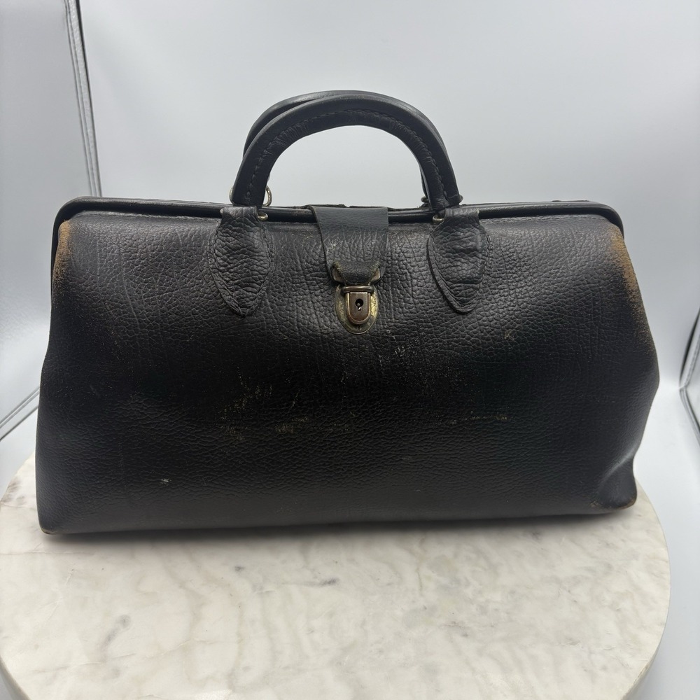 VINTAGE SCHELL Doctor Handbag Black No Key Early‎ 20th Century Antique